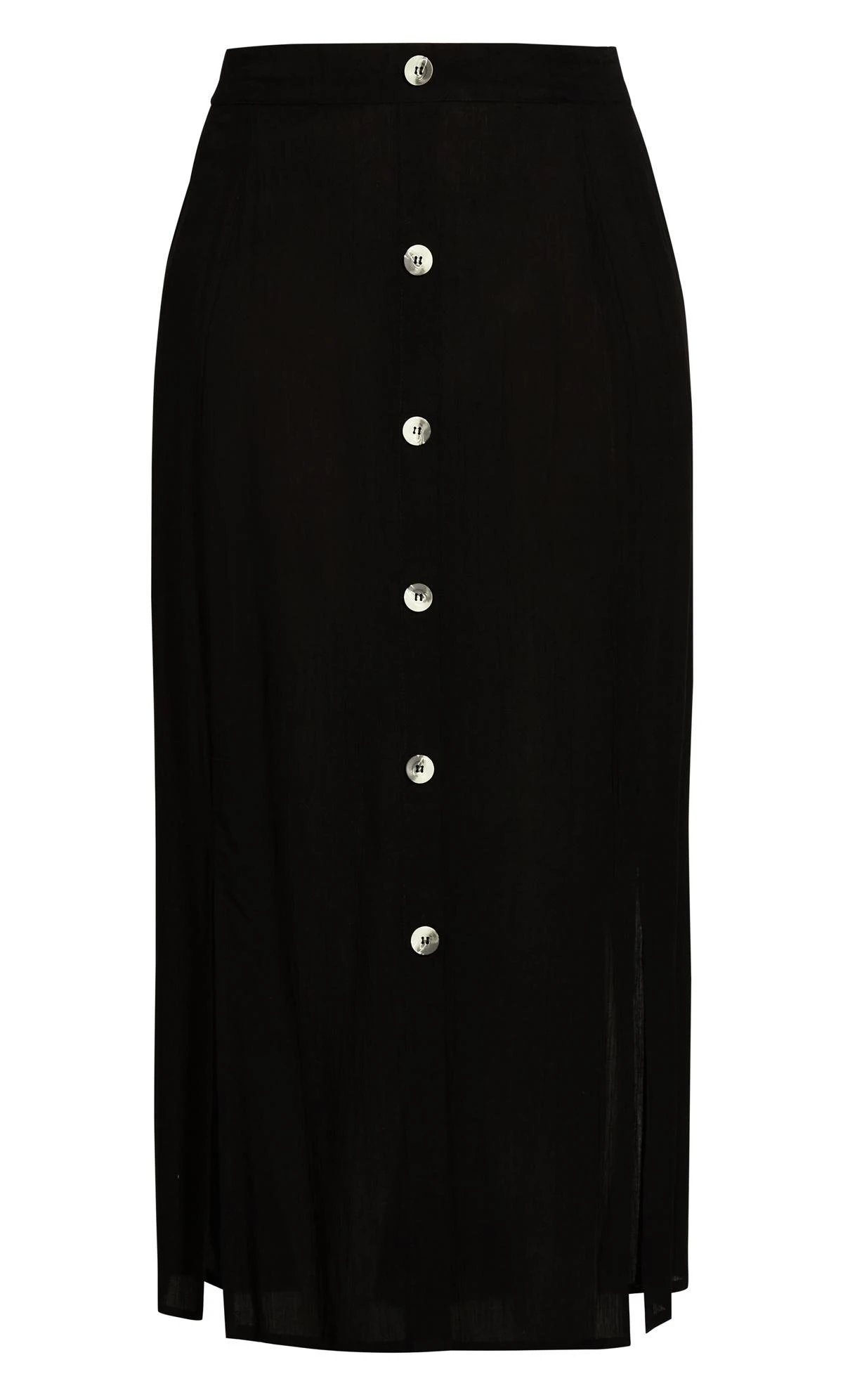 Evans Black Button Detail Maxi Skirt - Image 3