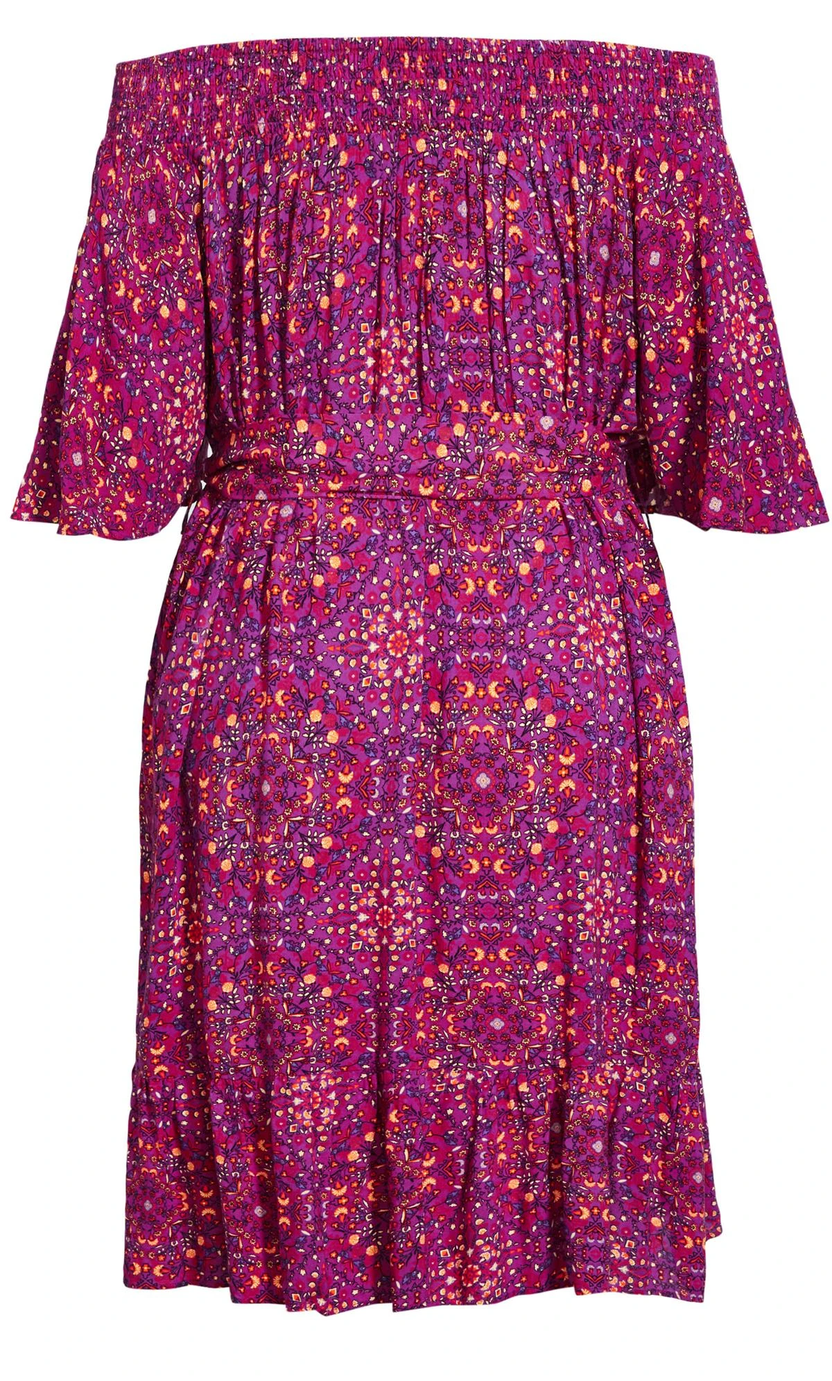 Evans Purple Tile Print Bardot Mini Dress - Image 4
