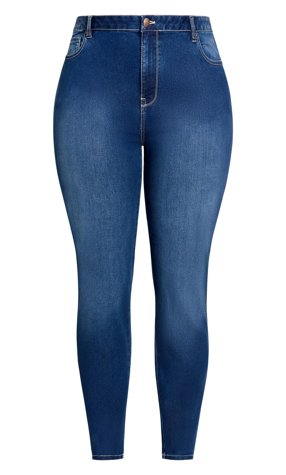 Evans Blue Mid Wash High Waisted Skinny Regular Jeans - Image 7