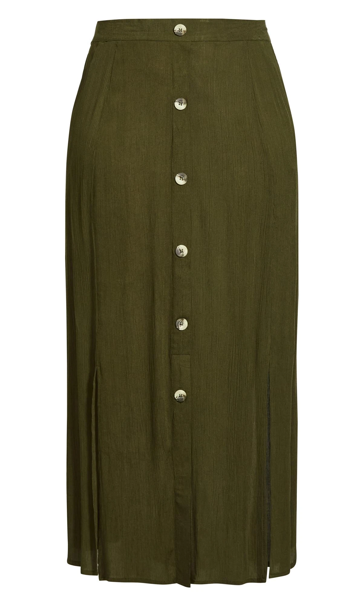 Evans Khaki Green Button Detail Maxi Skirt - Image 3