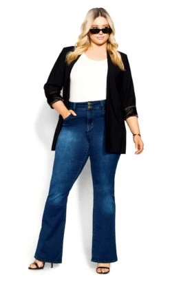 City Chic Blue Dark Wash Flared Jeans