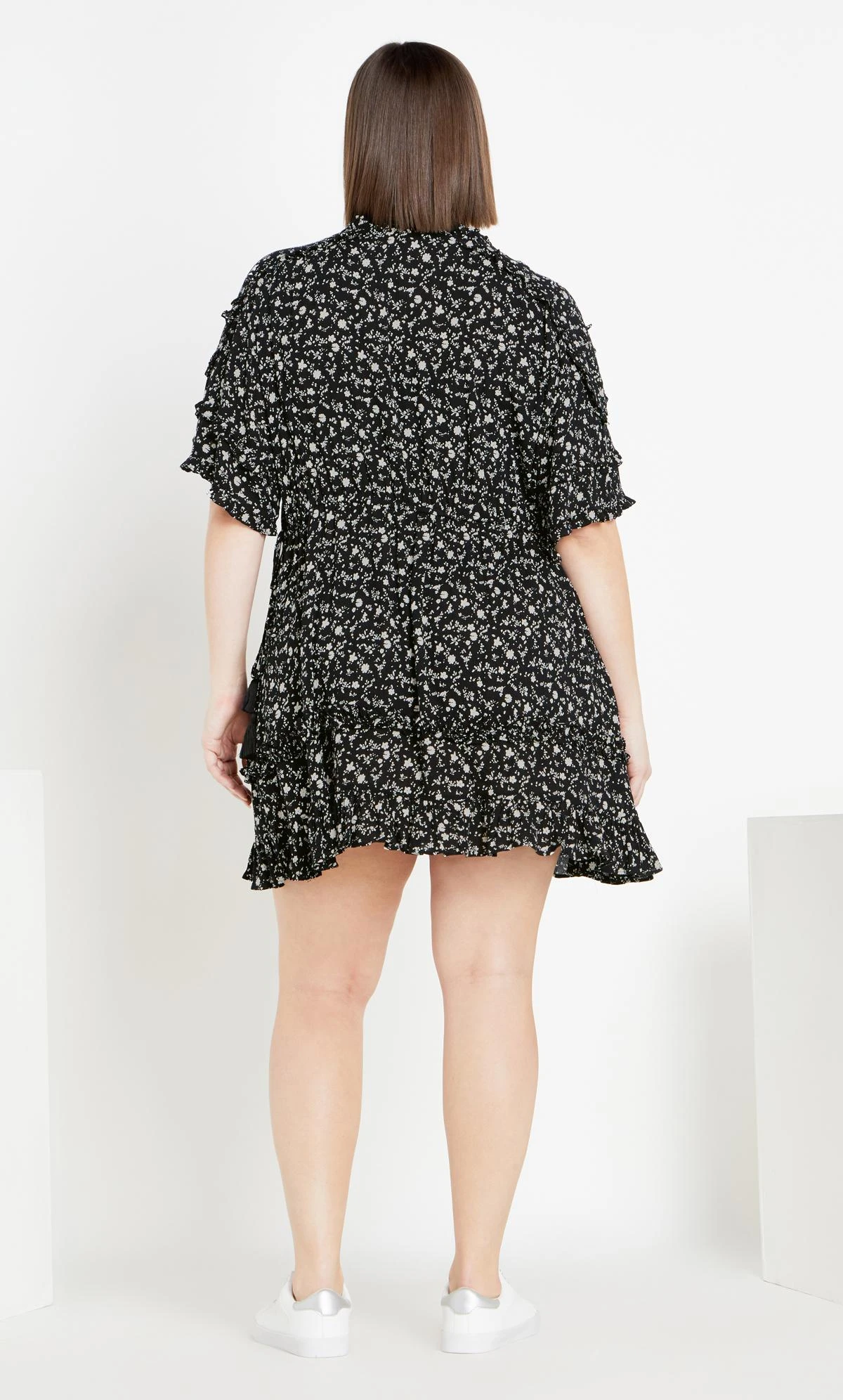 Evans Black & White Ditsy Print Tunic Dress - Image 4