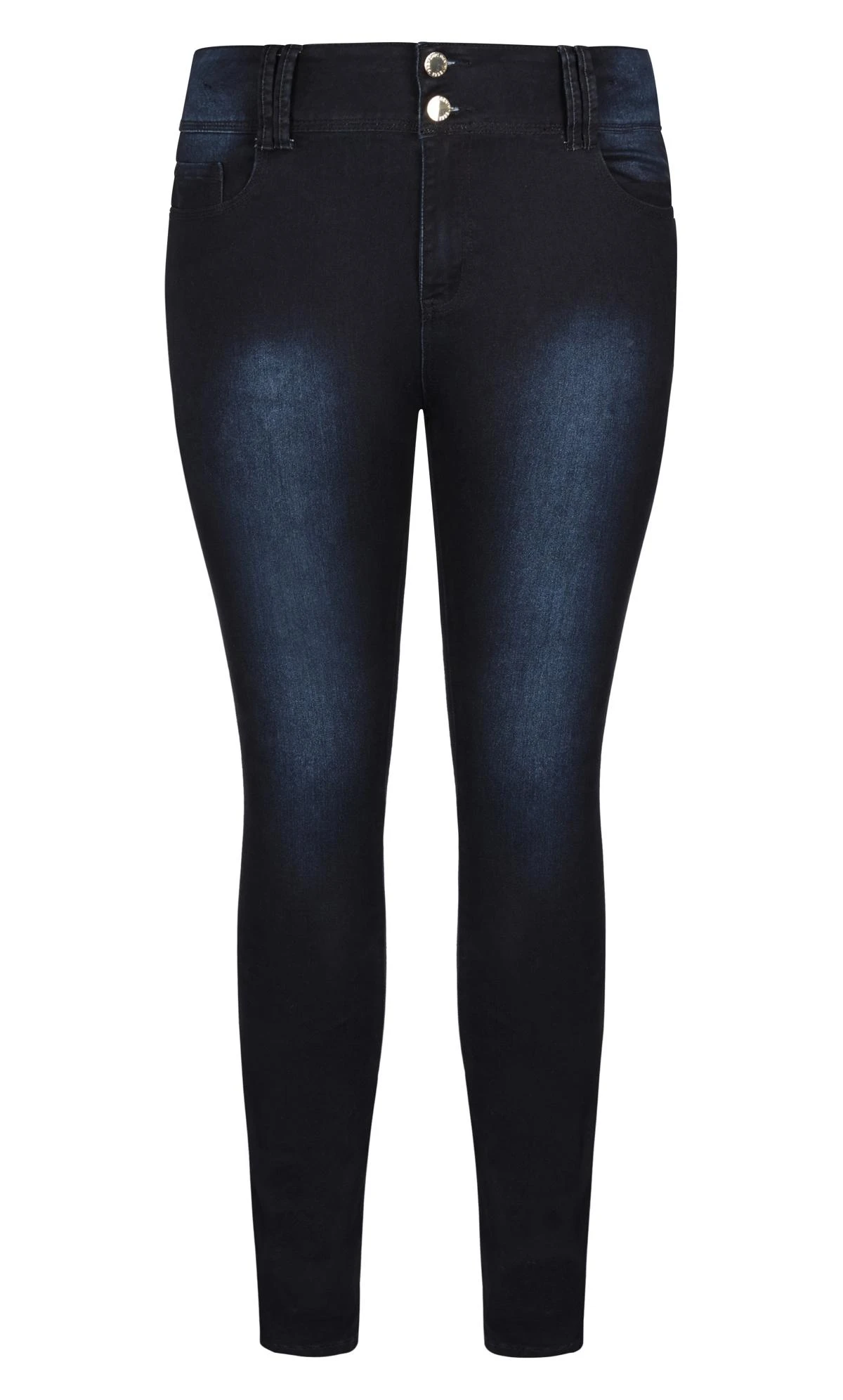 City Chic Dark Blue Denim Regular Length Skinny Jeans - Image 2