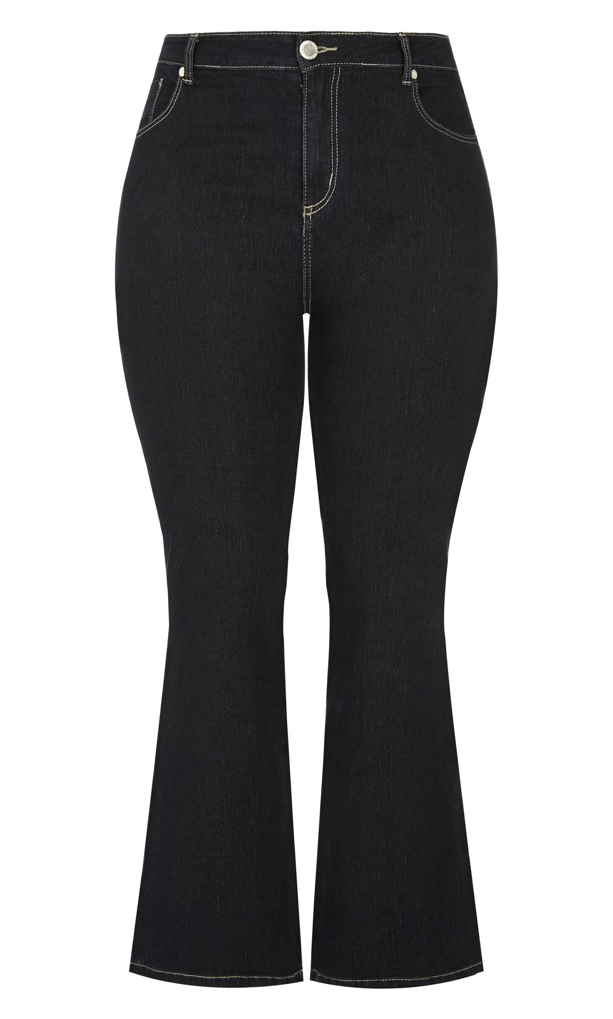 City Chic Dark Blue Denim Regular Length Bootleg Jeans - Image 3