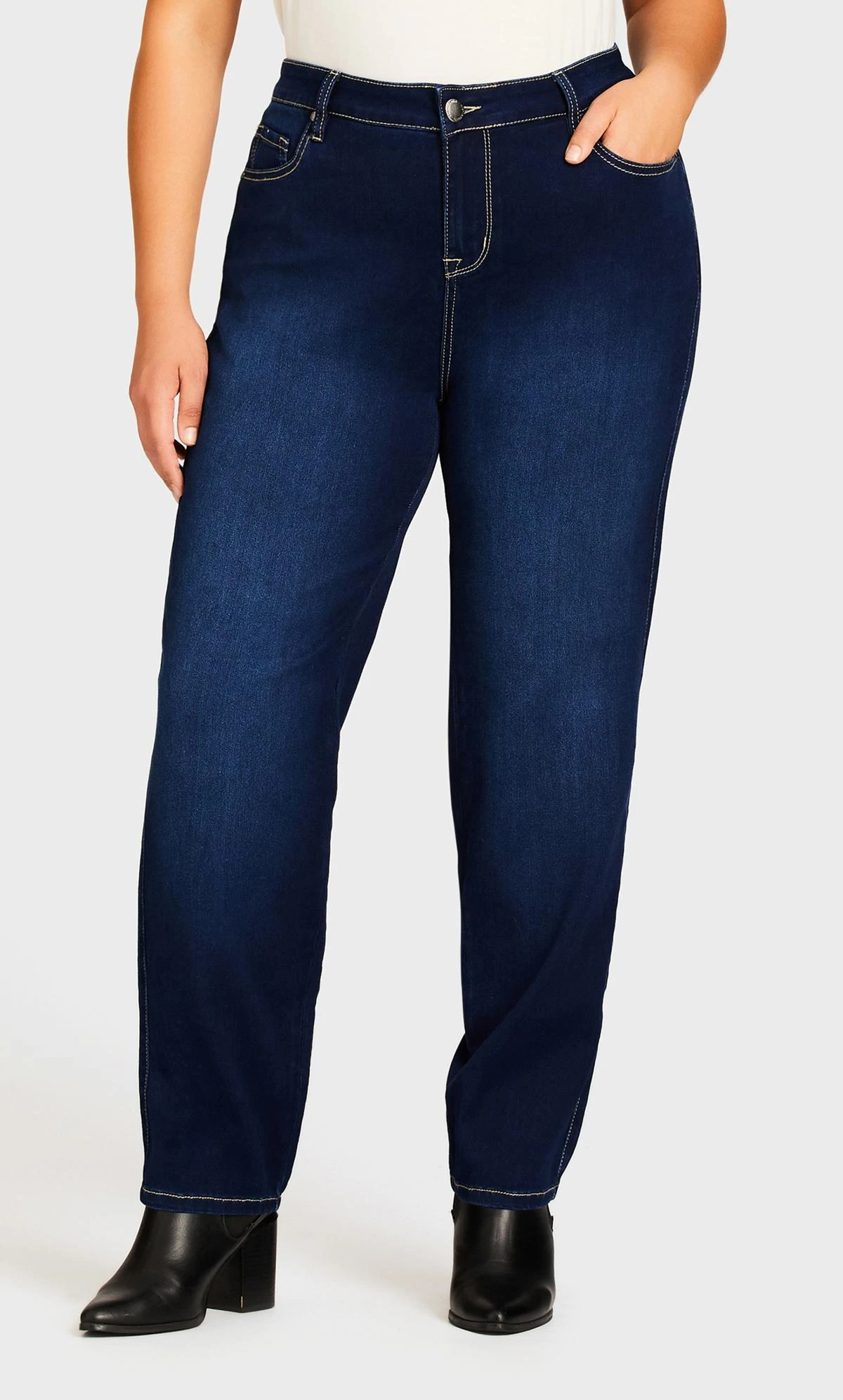 Avenue Blue Dark Wash Straight Leg Regular Jeans - Image 3