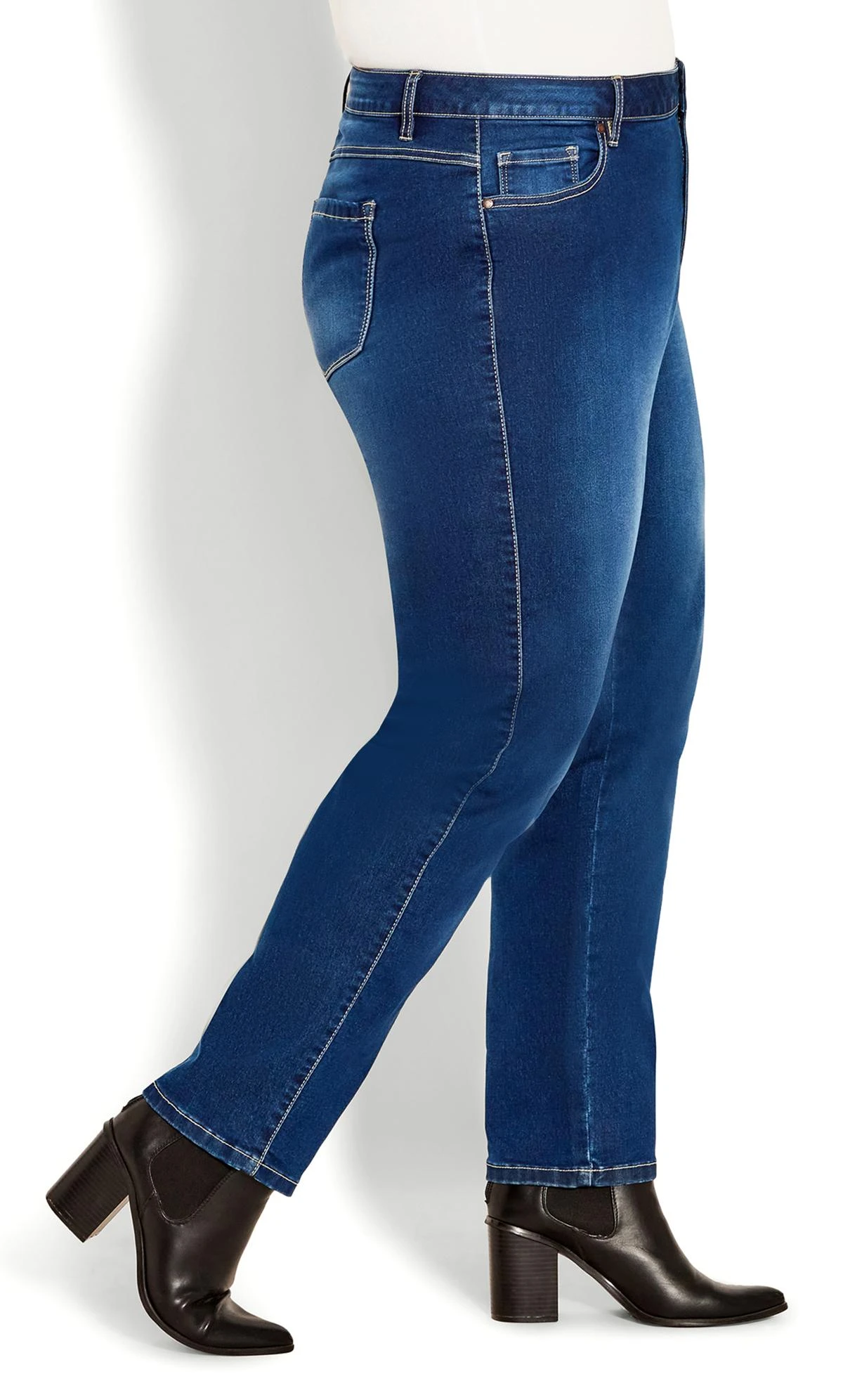 Evans Blue Mid Wash Straight Leg Tall Jeans - Image 5