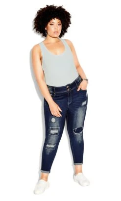 City Chic CCX Blue Ribbed T-Shirt