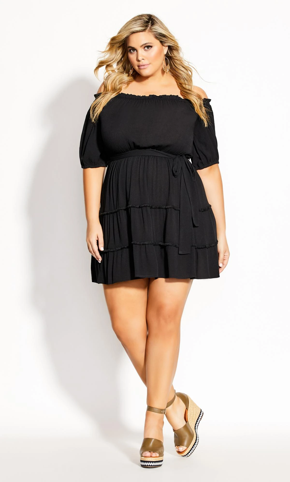 City Chic Black Fiesta Fringe Dress