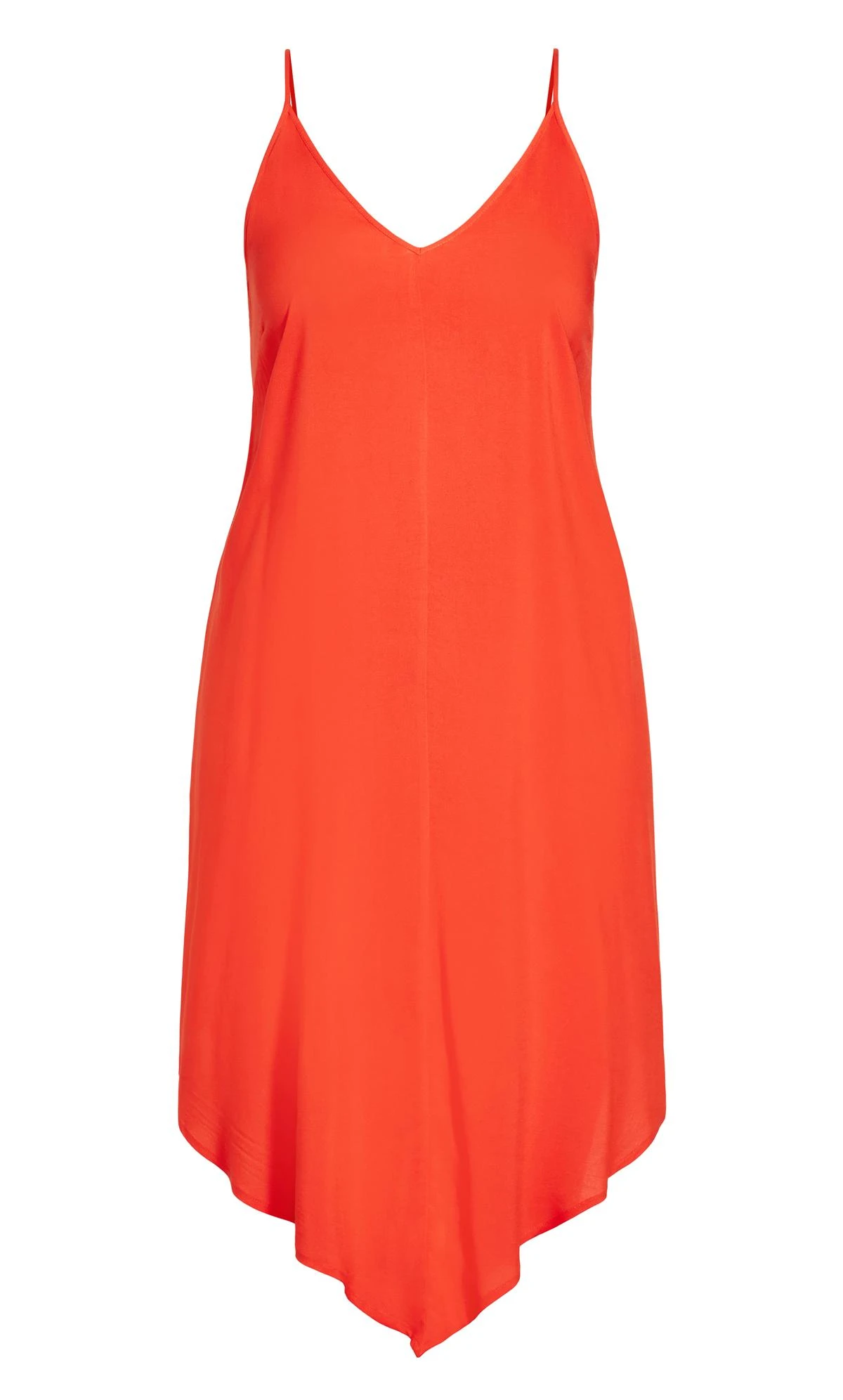 City Chic Bright Orange Hanky Hem Midi Dress - Image 4