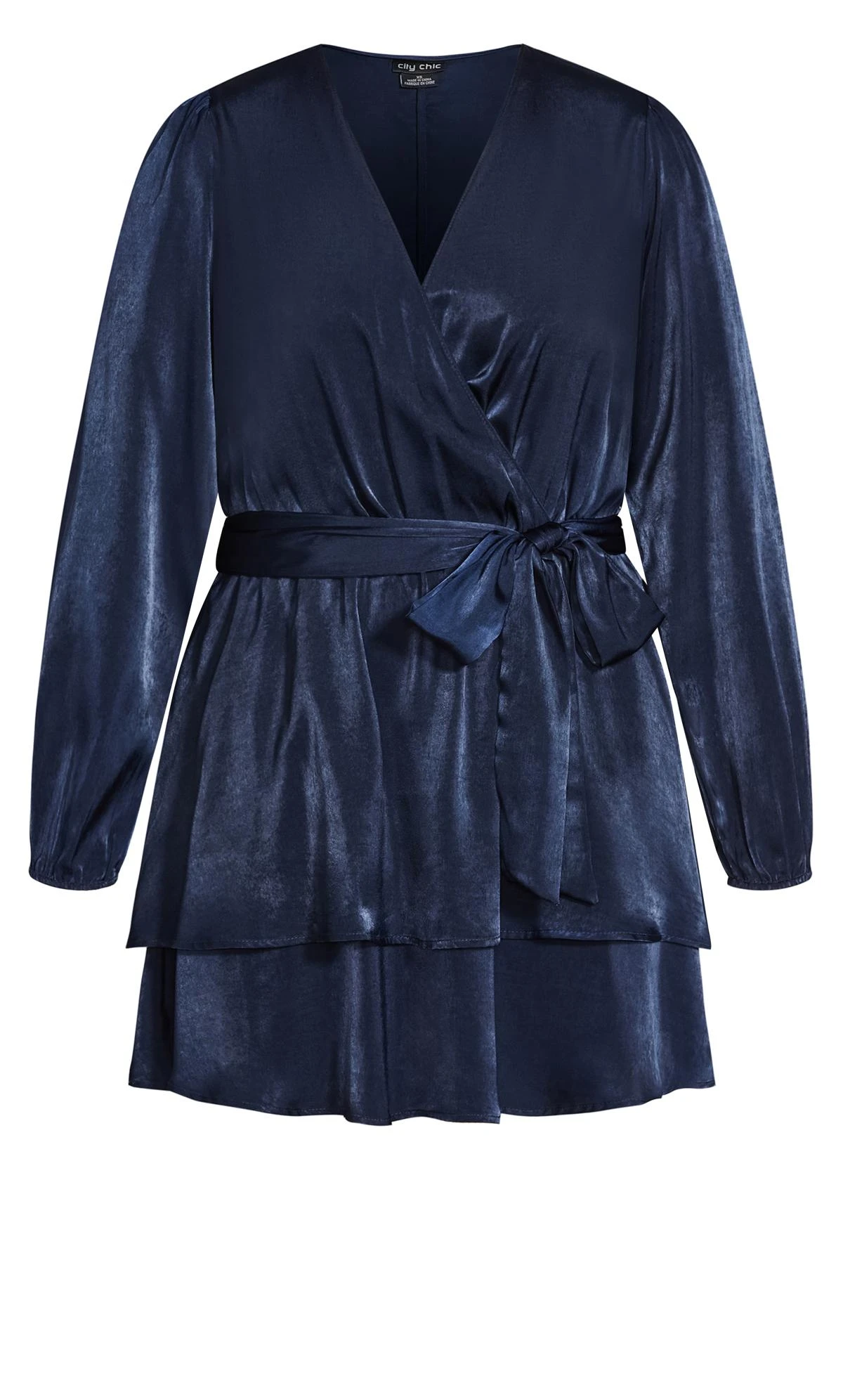 City Chic Navy Frill Wrap Mini Dress - Image 5