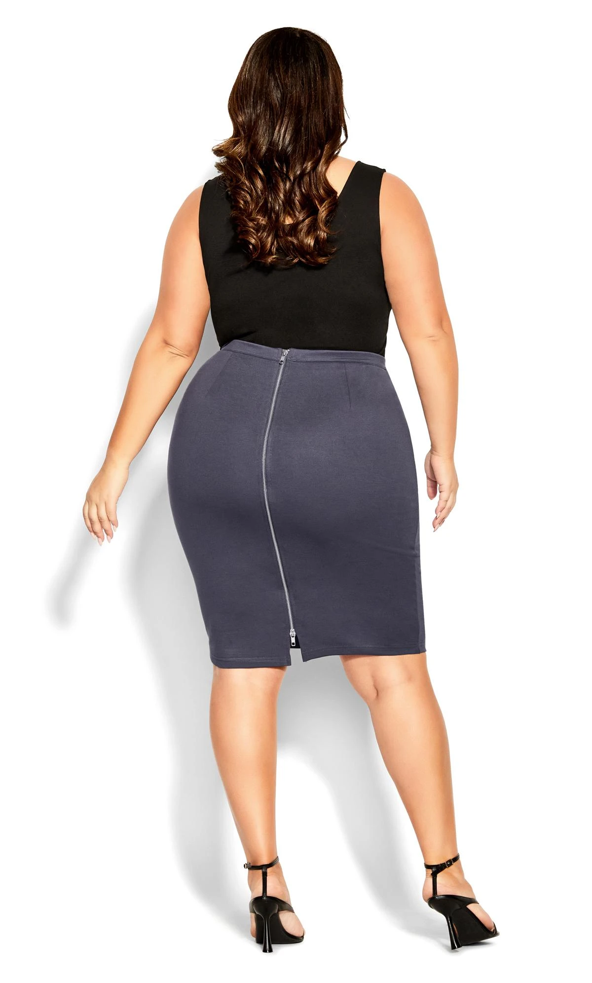 City Chic Grey Midi Tube Skirt - Image 4