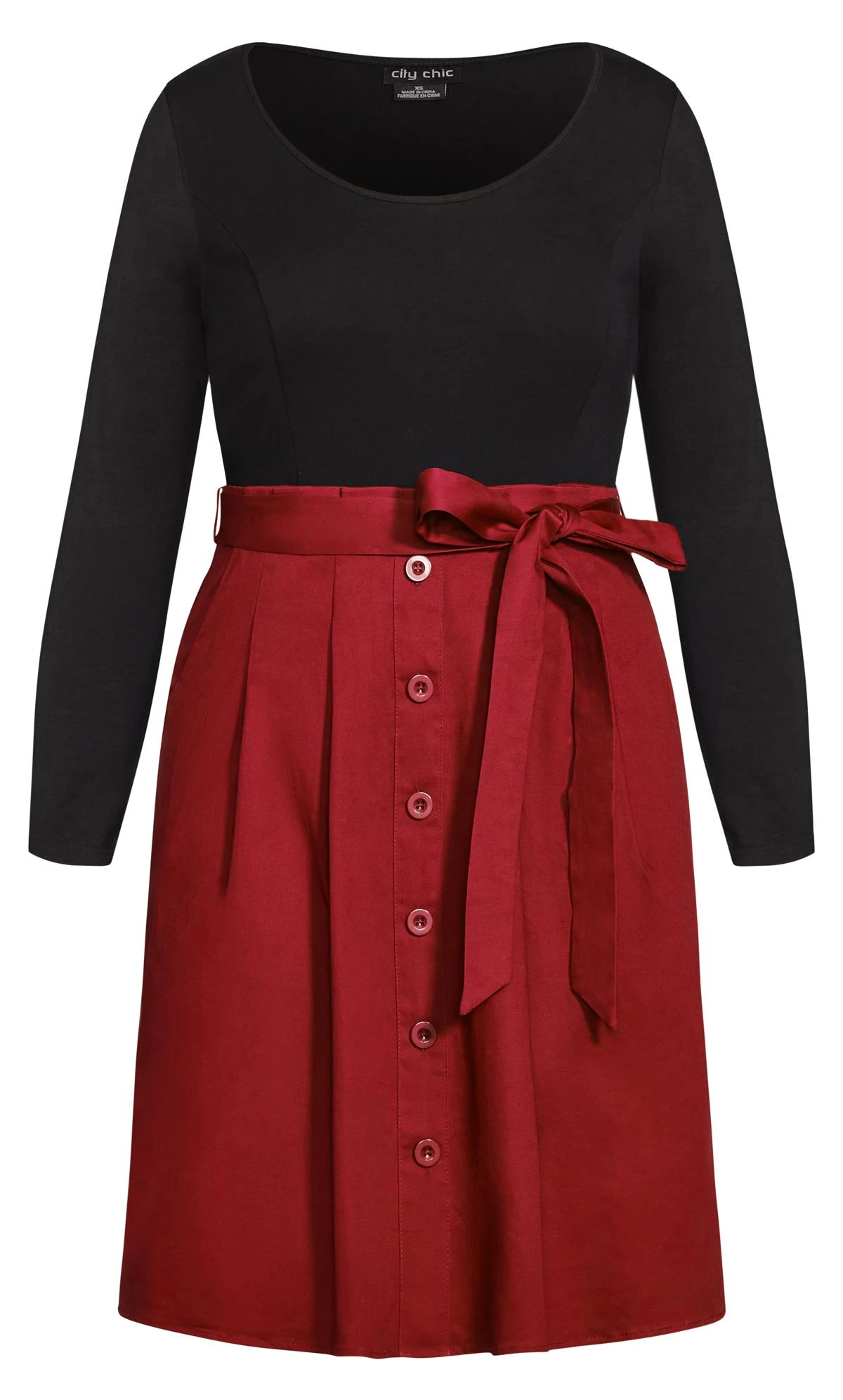 City Chic Red Button Through Skirt - Image 5