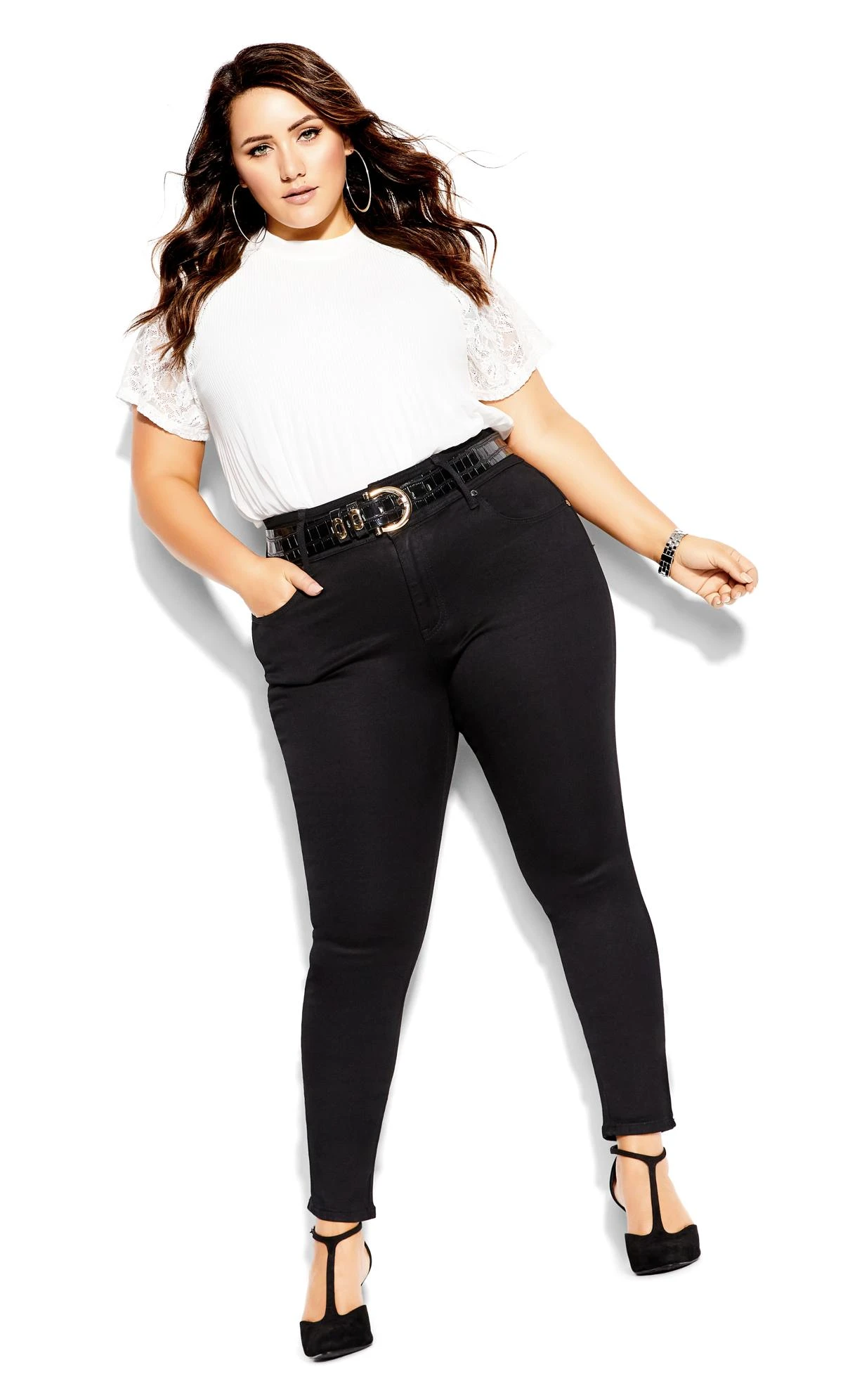 City Chic Black Harley Regular Skinny Jean - Image 4