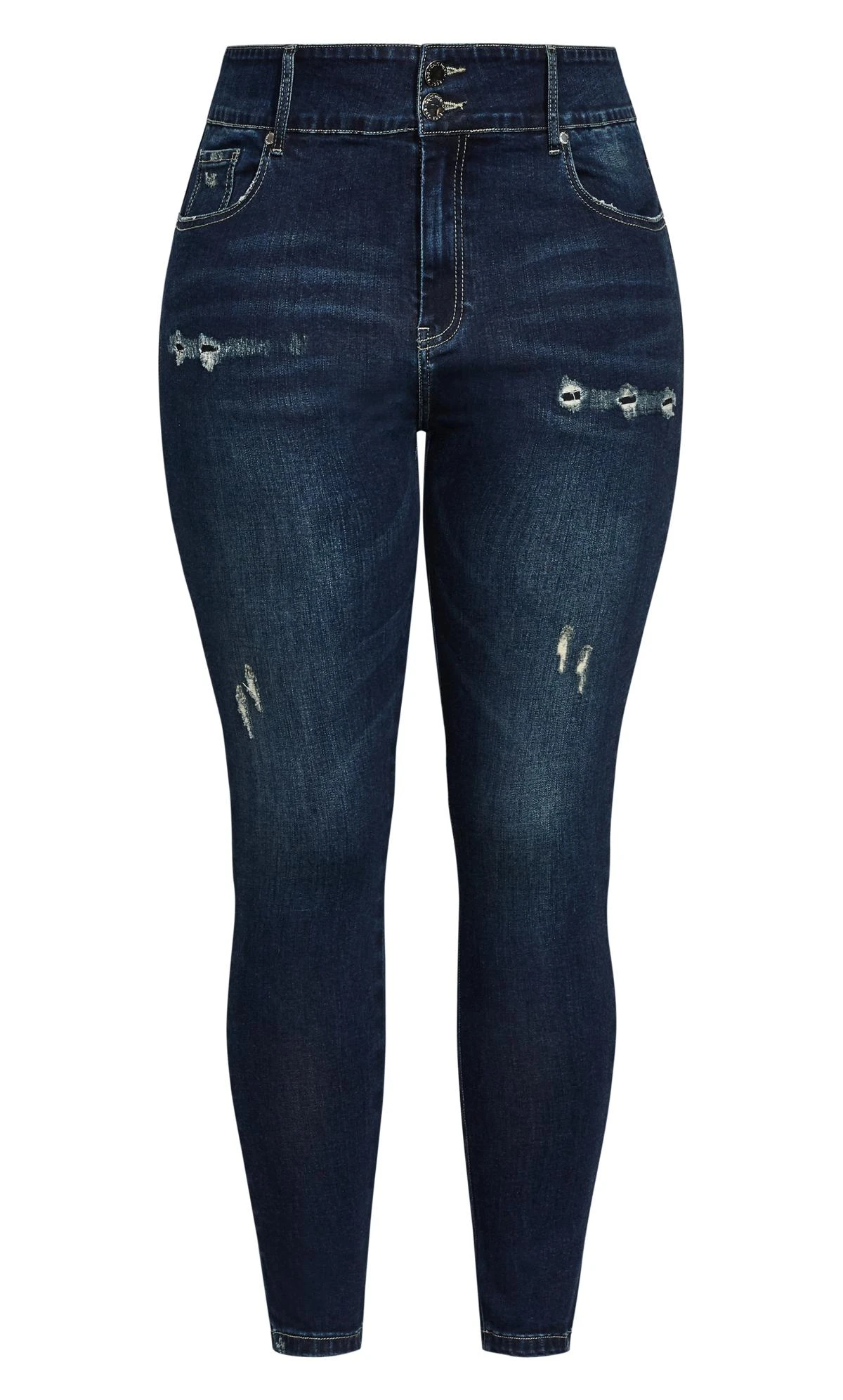 City Chic Blue Denim Asha Baby Ripped Skinny Jeans - Image 4