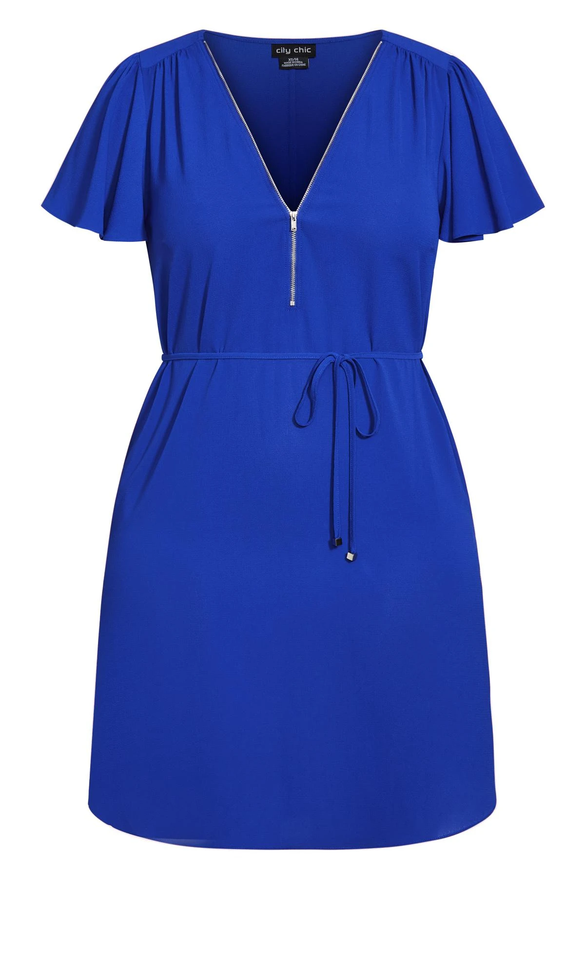 City Chic Blue Zip Front Mini Dress - Image 4
