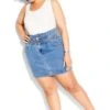 City Chic Blue Denim Elasticated Waist Skirt