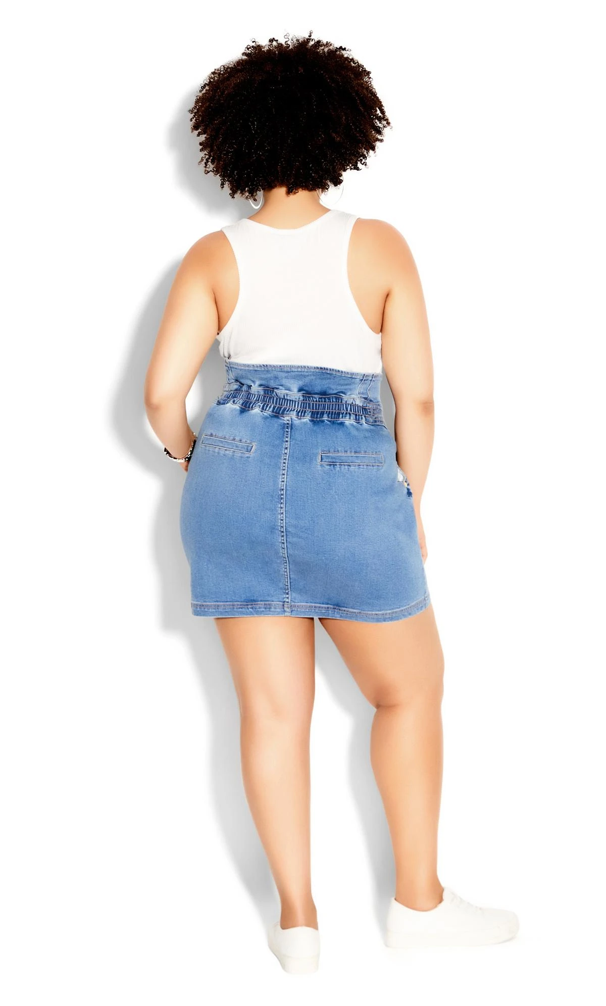 City Chic Blue Denim Elasticated Waist Skirt - Image 3