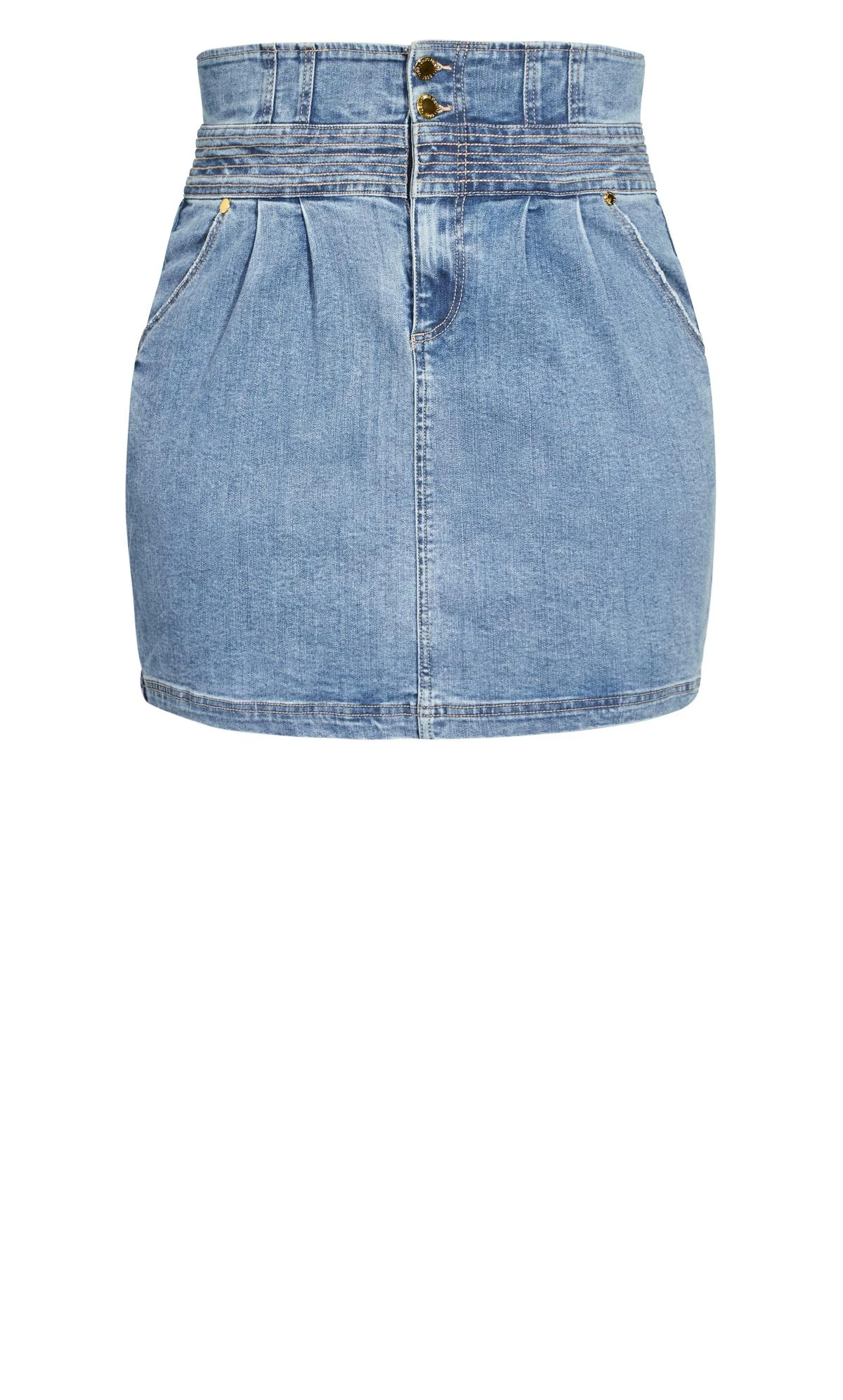 City Chic Blue Denim Elasticated Waist Skirt - Image 4
