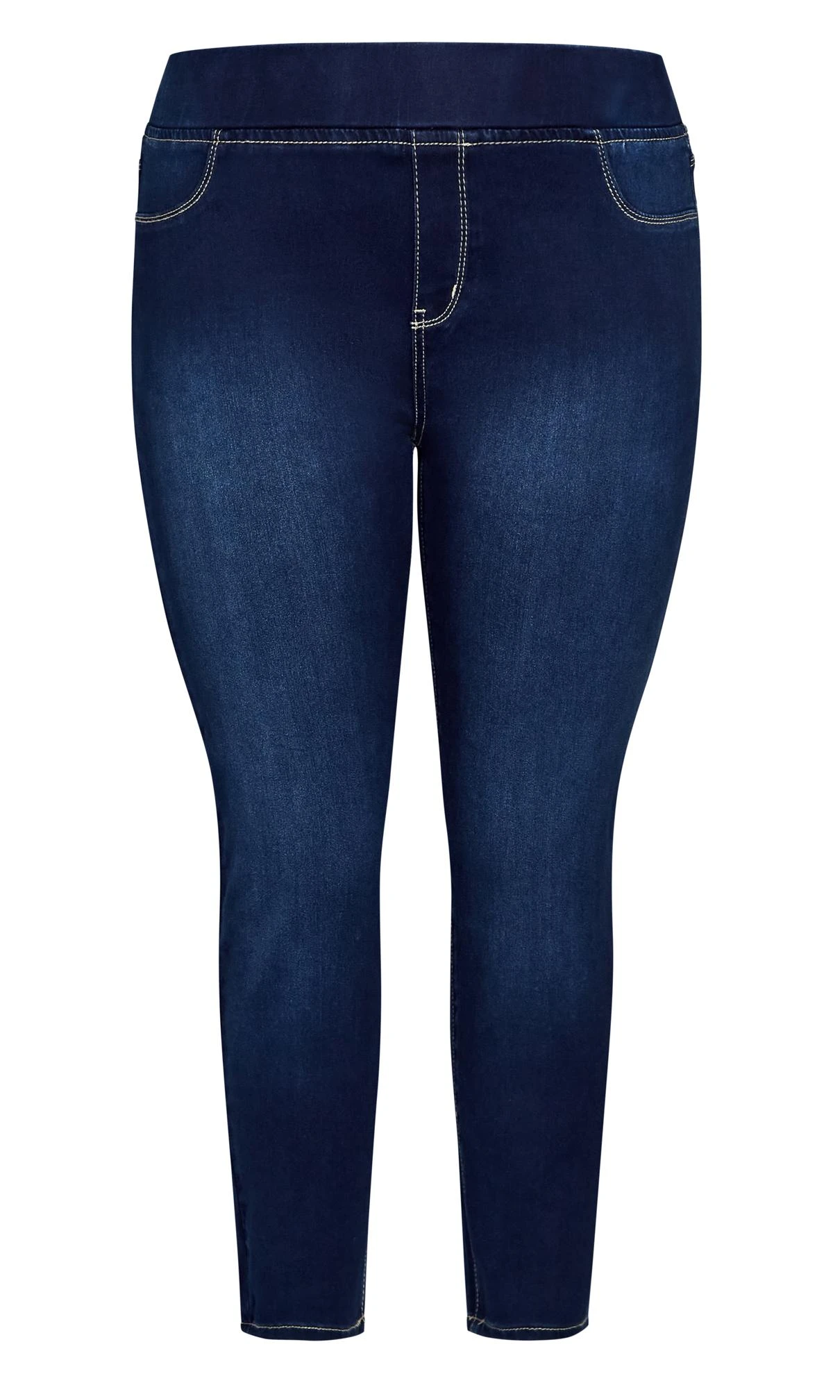 Avenue Dark Blue Wash Skinny Jeans - Image 6
