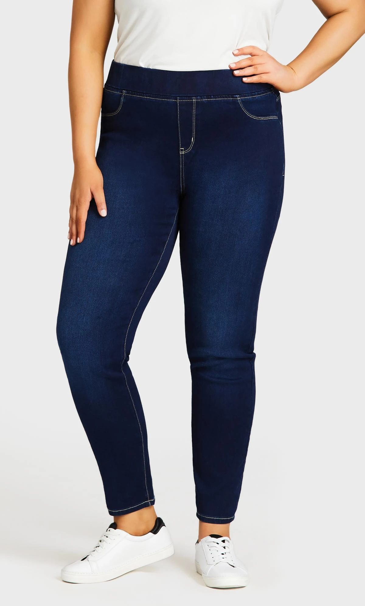 Avenue Dark Blue Wash Skinny Jeans - Image 3
