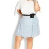 City Chic Blue Floral Print Pleated Skirt