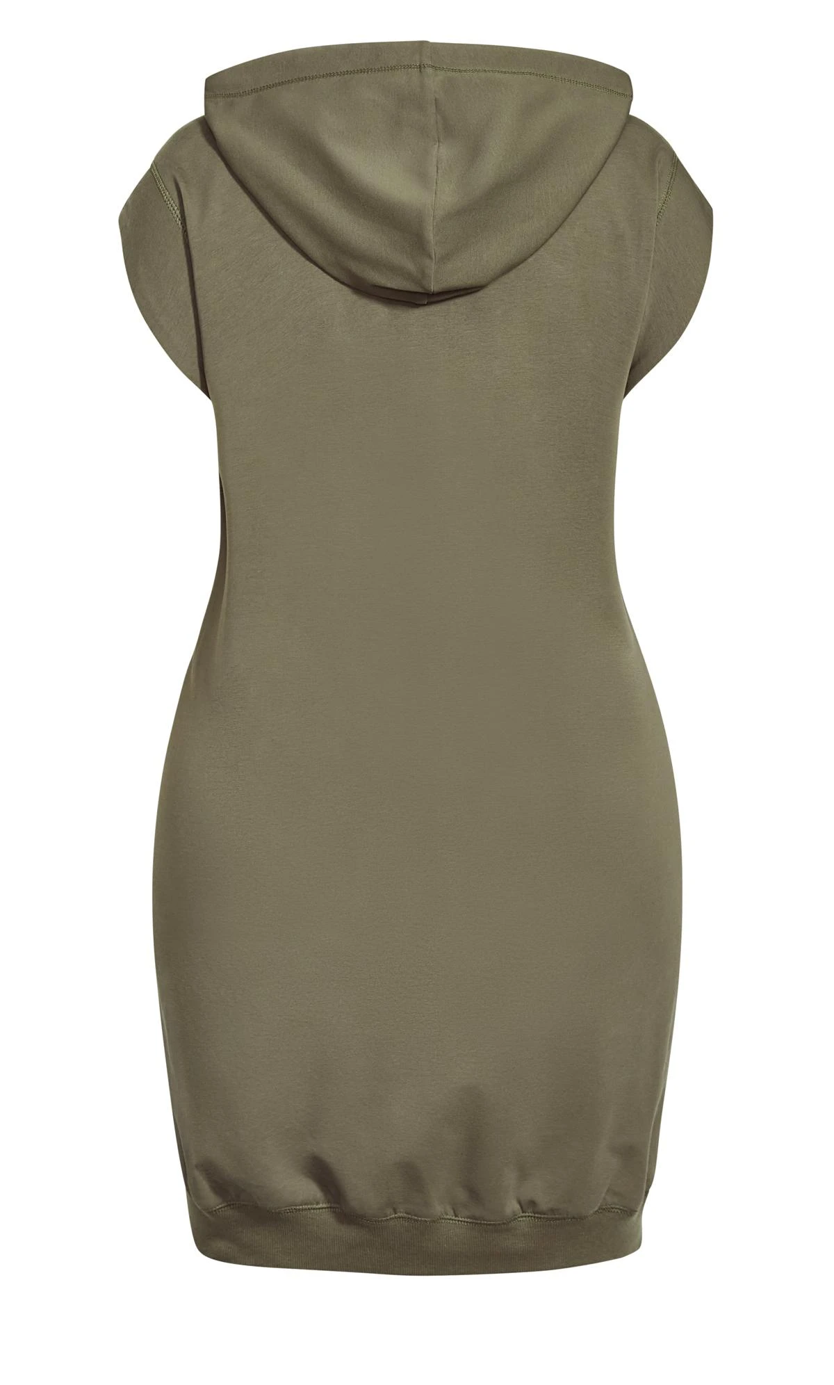 City Chic CCX Khaki Green 'Brklyn' Slogan Hoodie Dress - Image 5