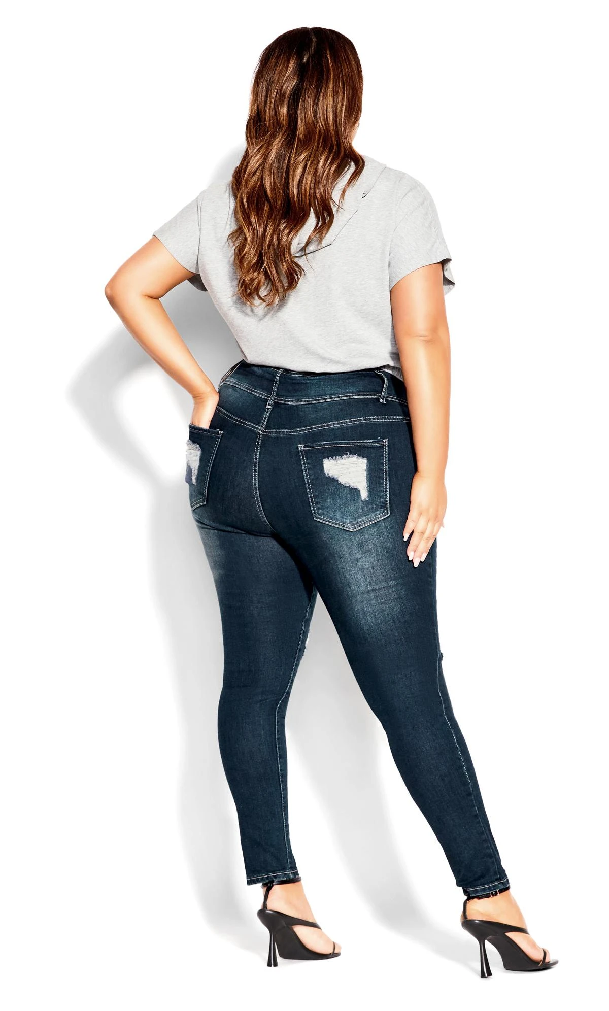 City Chic Dark Blue Denim Asha Distressed Jean - Image 3