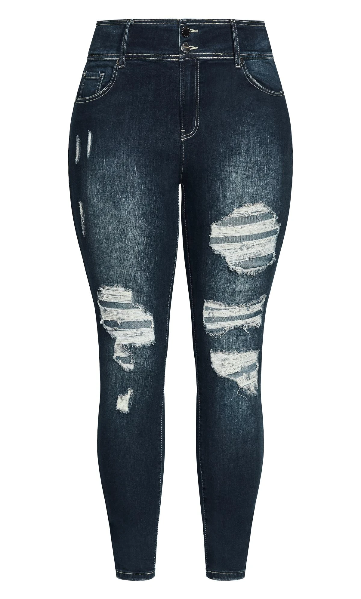 City Chic Dark Blue Denim Asha Distressed Jean - Image 4