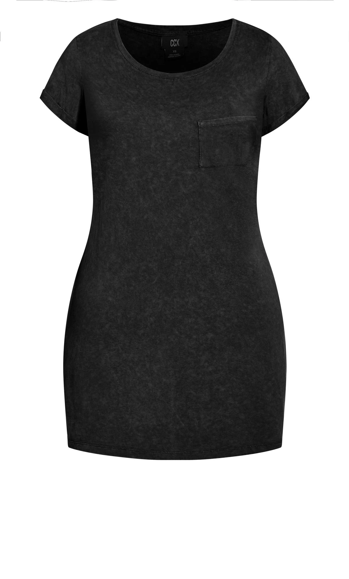 City Chic CCX Black Acid Wash T-Shirt Dress - Image 4