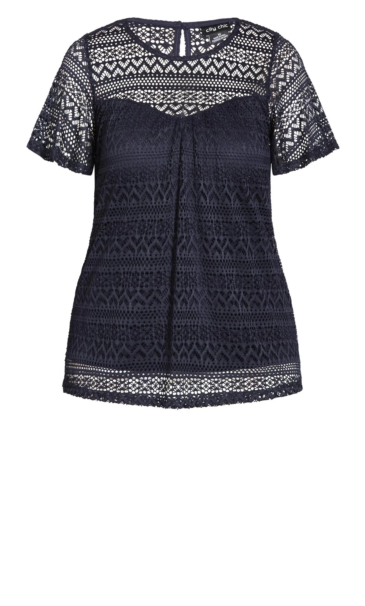 City Chic Navy Serenity Short Sleeve Top - Image 5