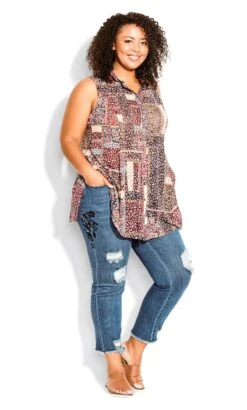 Avenue Denim Embroidered Turn Up Jeans