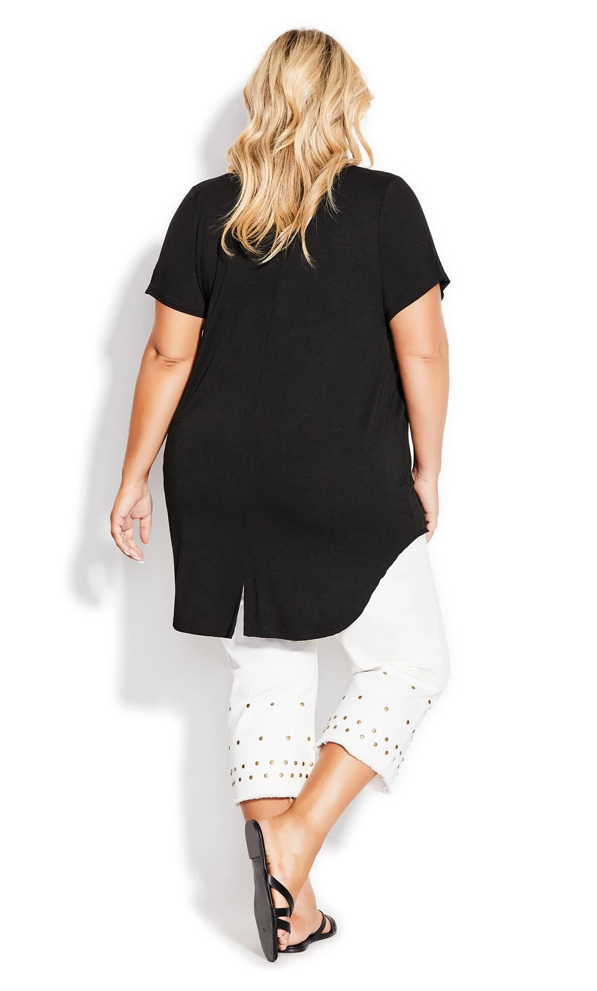 Avenue White Jada Stud Cropped Jeans - Image 3