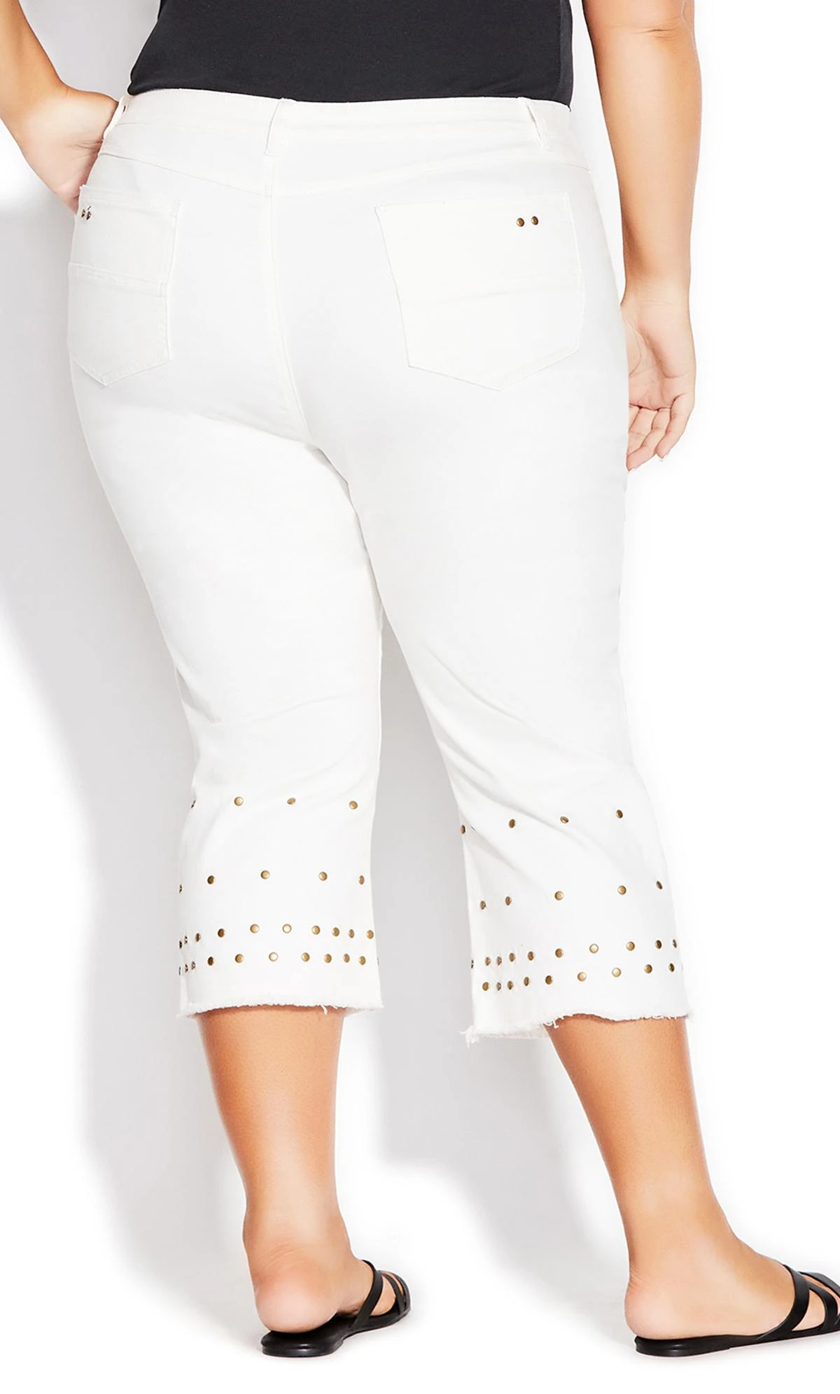 Avenue White Jada Stud Cropped Jeans - Image 4