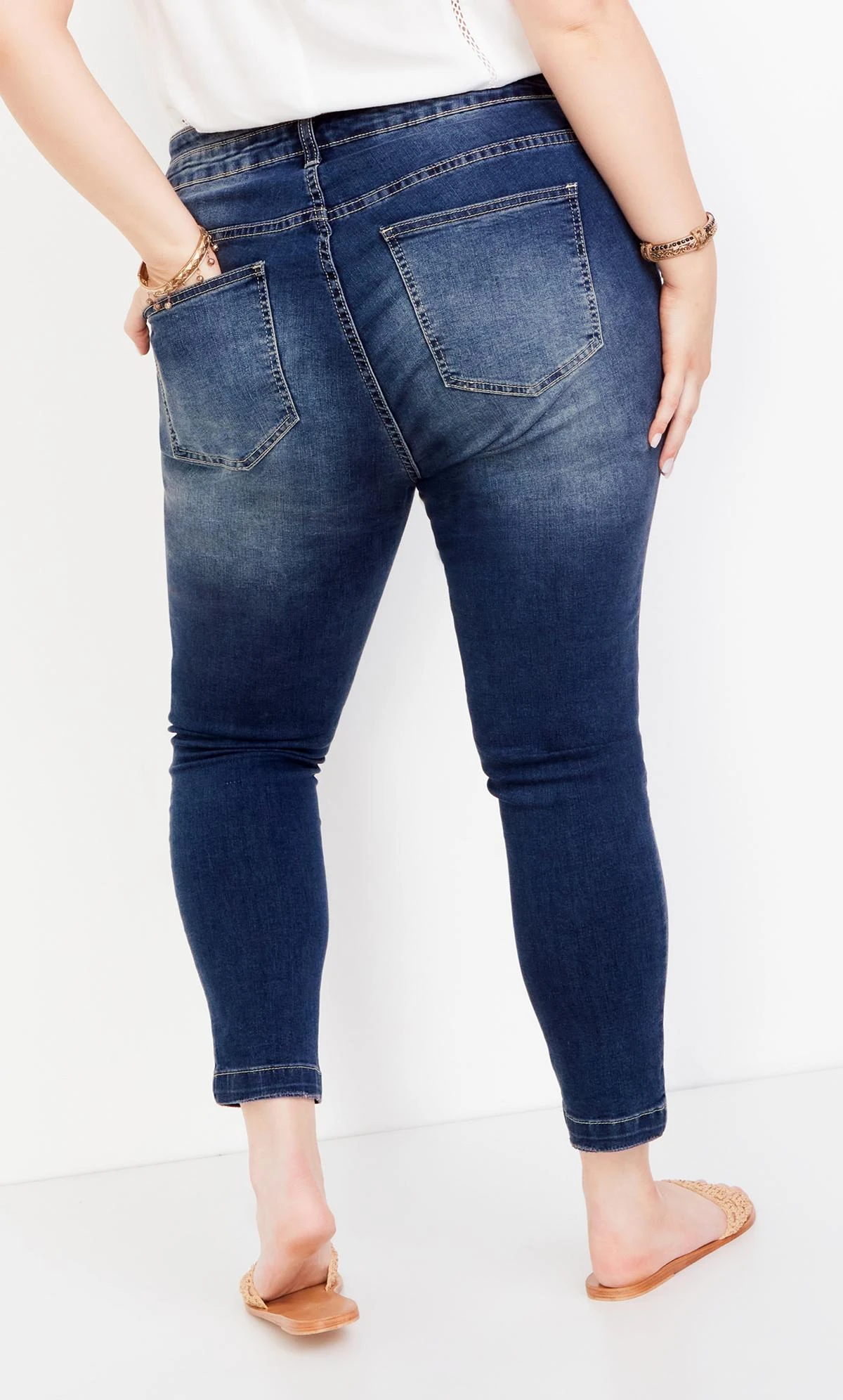 Avenue Blue Dark Wash Front Pocket Skinny Jeans - Image 5