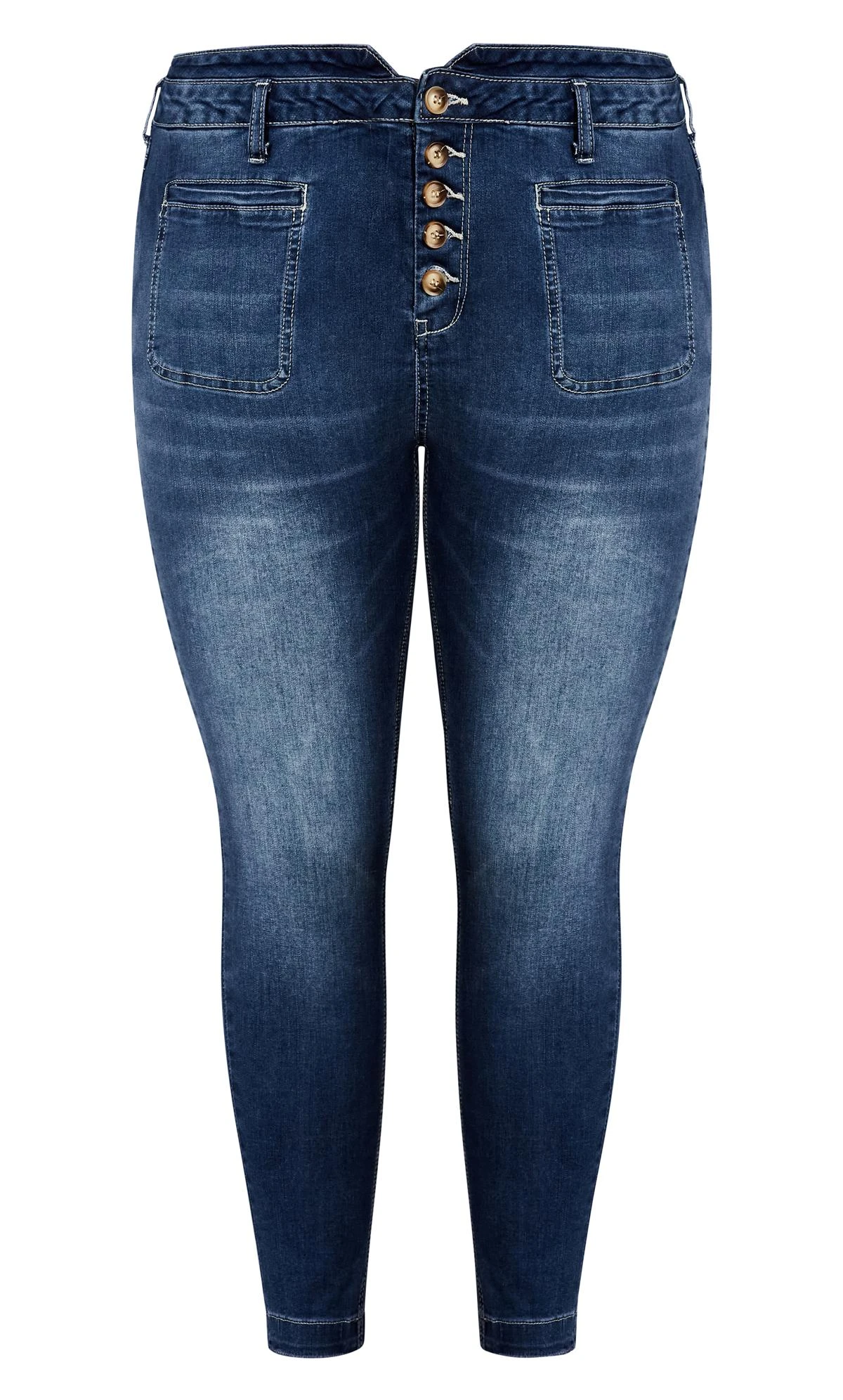Avenue Blue Dark Wash Front Pocket Skinny Jeans - Image 6