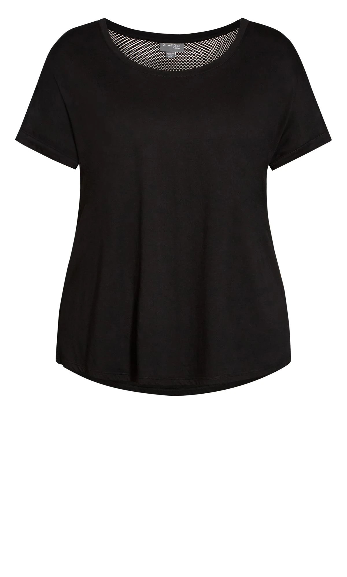 City Chic Zim & Zoe Black Mesh Sleeve Top - Image 3