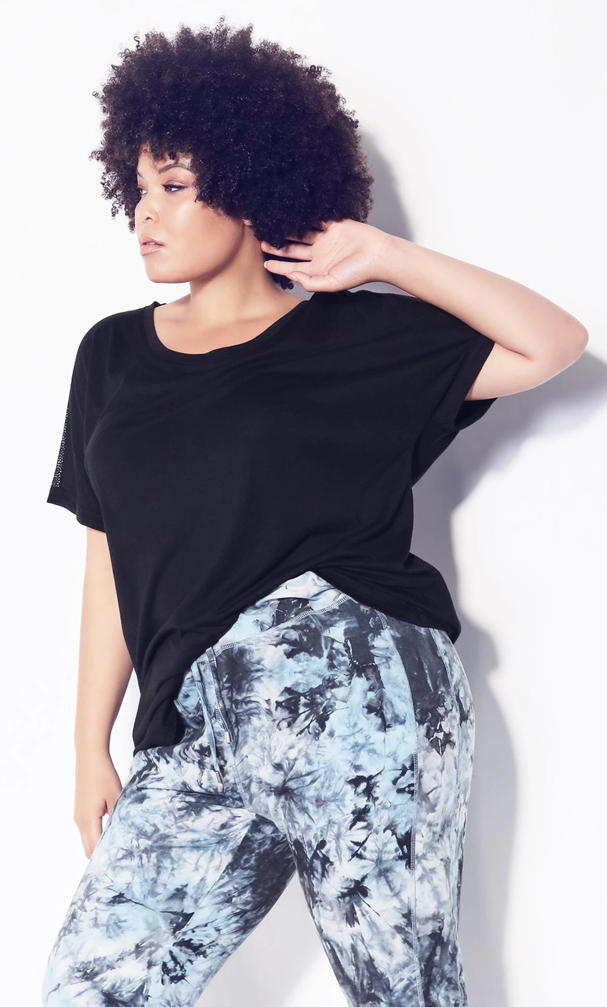 City Chic Zim & Zoe Black Mesh Sleeve Top - Image 5