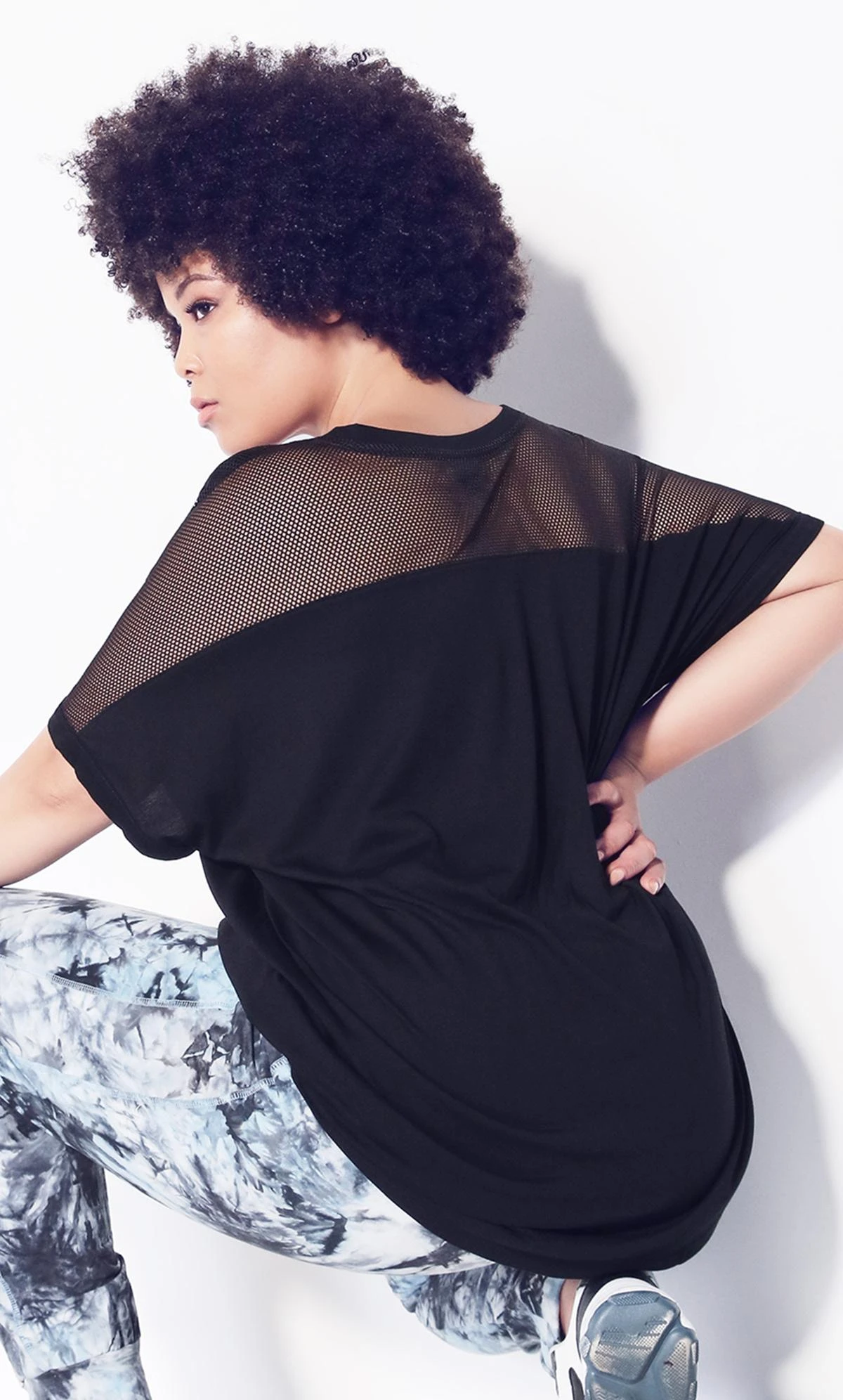 City Chic Zim & Zoe Black Mesh Sleeve Top - Image 7