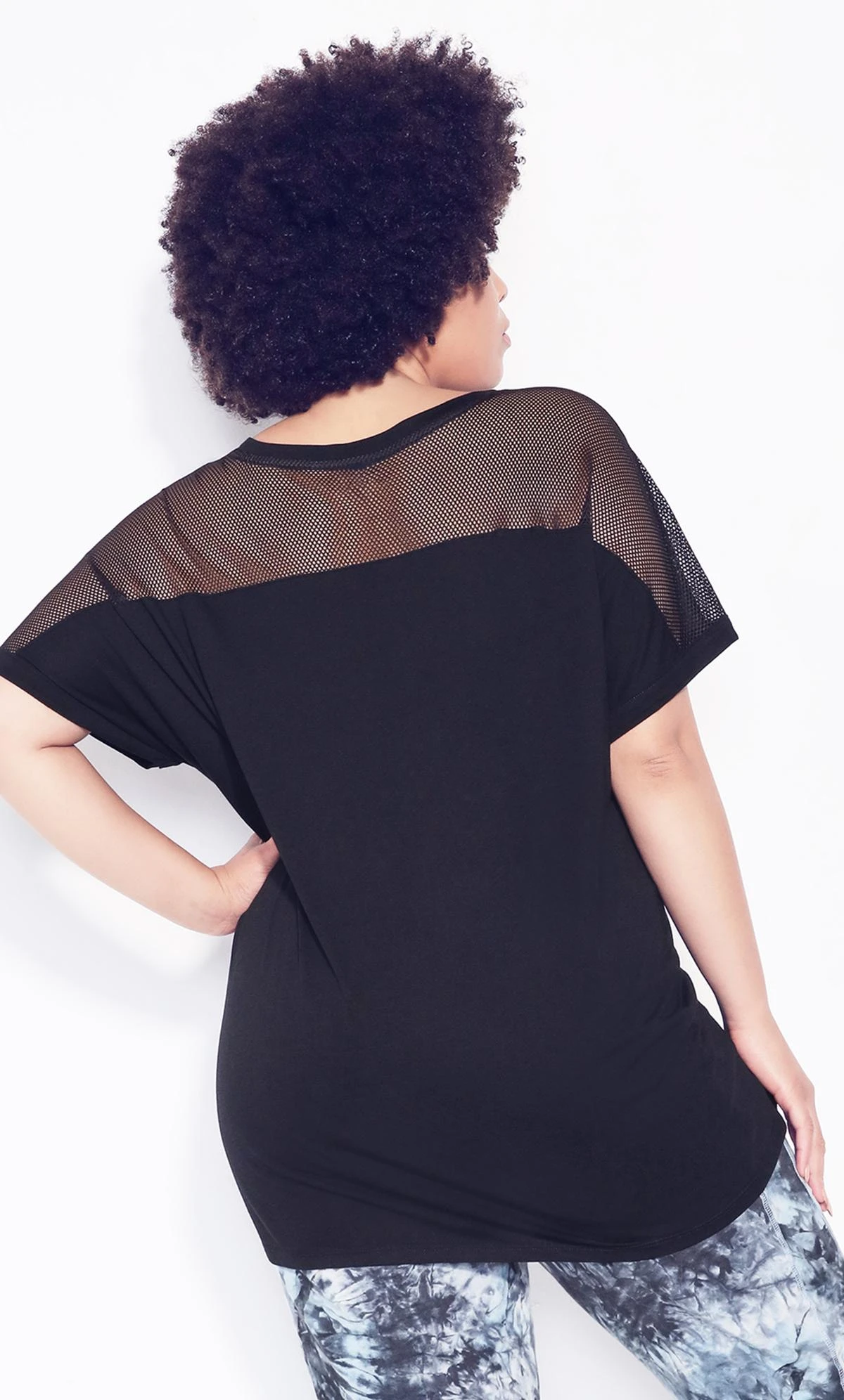 City Chic Zim & Zoe Black Mesh Sleeve Top - Image 9