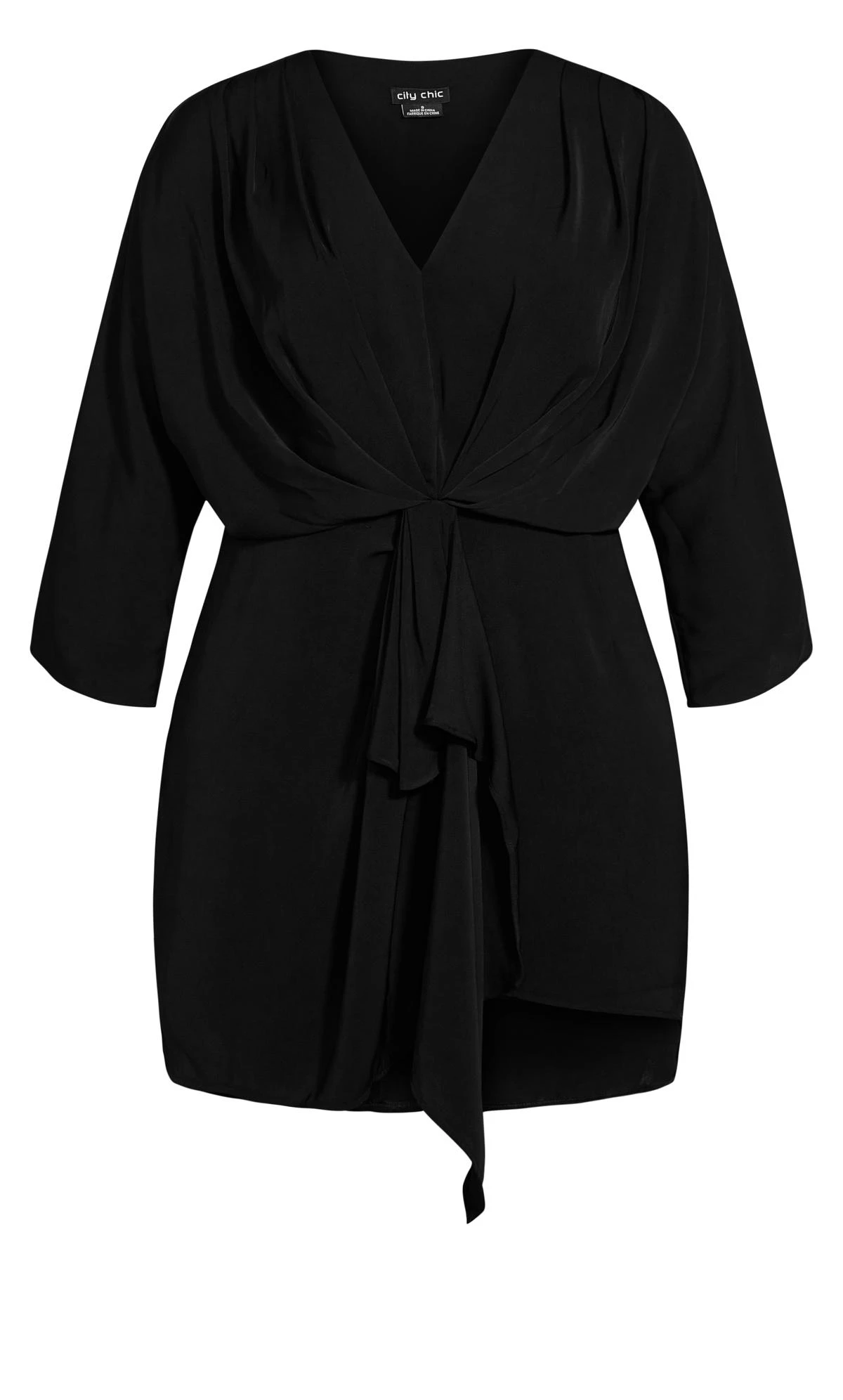 City Chic Black Drape Detail Mini Dress - Image 5