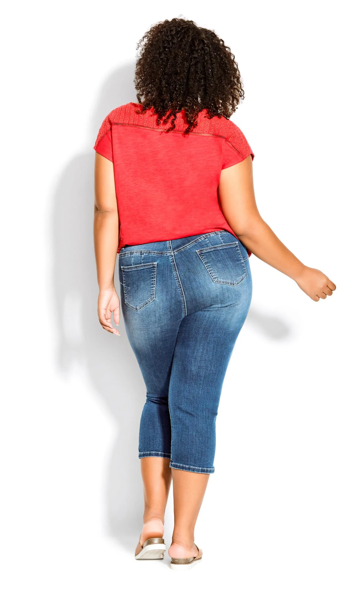Avenue Blue Mid Wash Split Cropped Jeans - Image 3