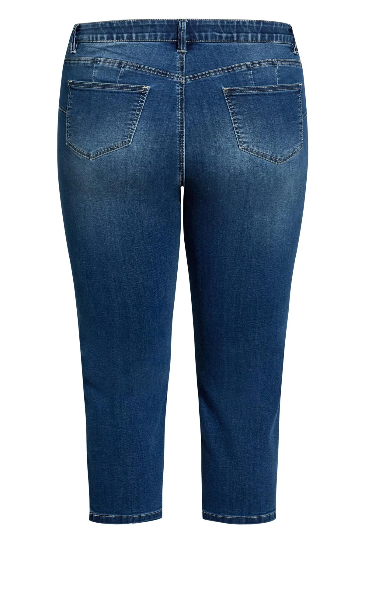 Avenue Blue Mid Wash Split Cropped Jeans - Image 7