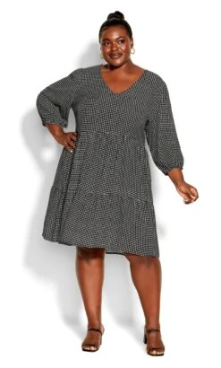 Avenue Black Chelsea Tier Print Dress