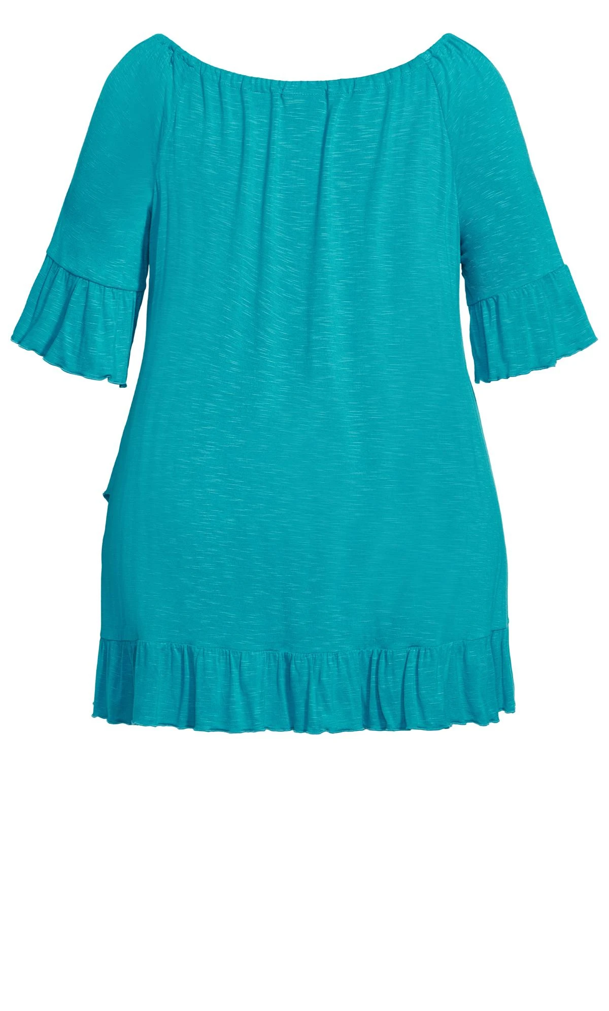 Avenue Blue Frill Wrap Hem Short Sleeve T-Shirt - Image 3