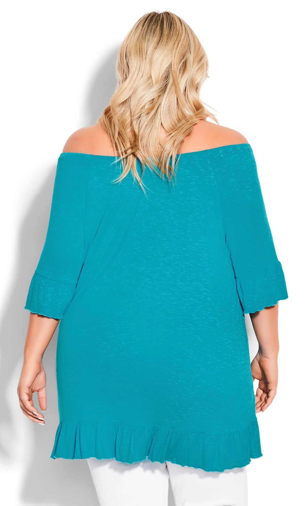 Avenue Blue Frill Wrap Hem Short Sleeve T-Shirt - Image 9