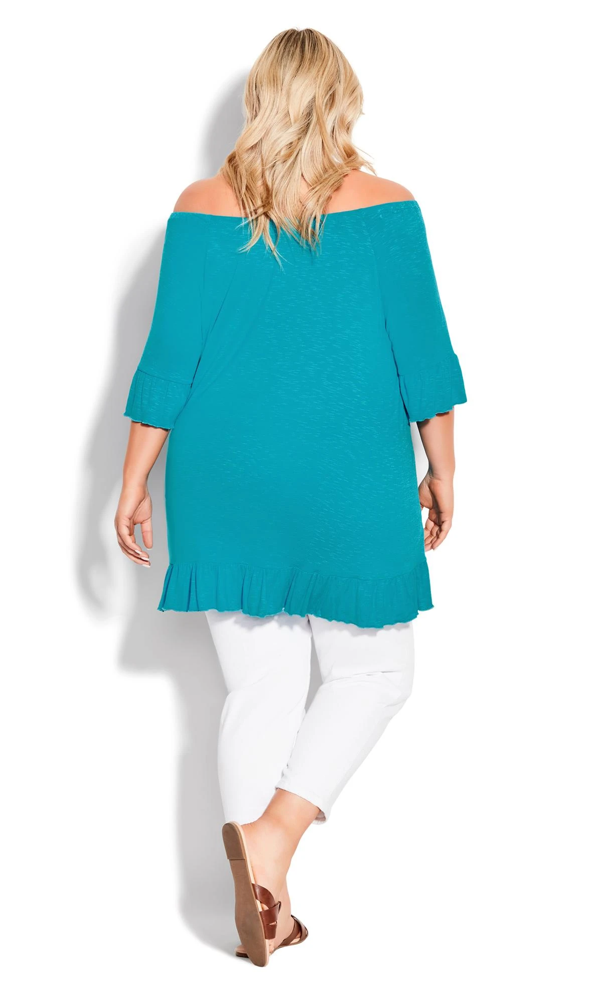 Avenue Blue Frill Wrap Hem Short Sleeve T-Shirt - Image 10