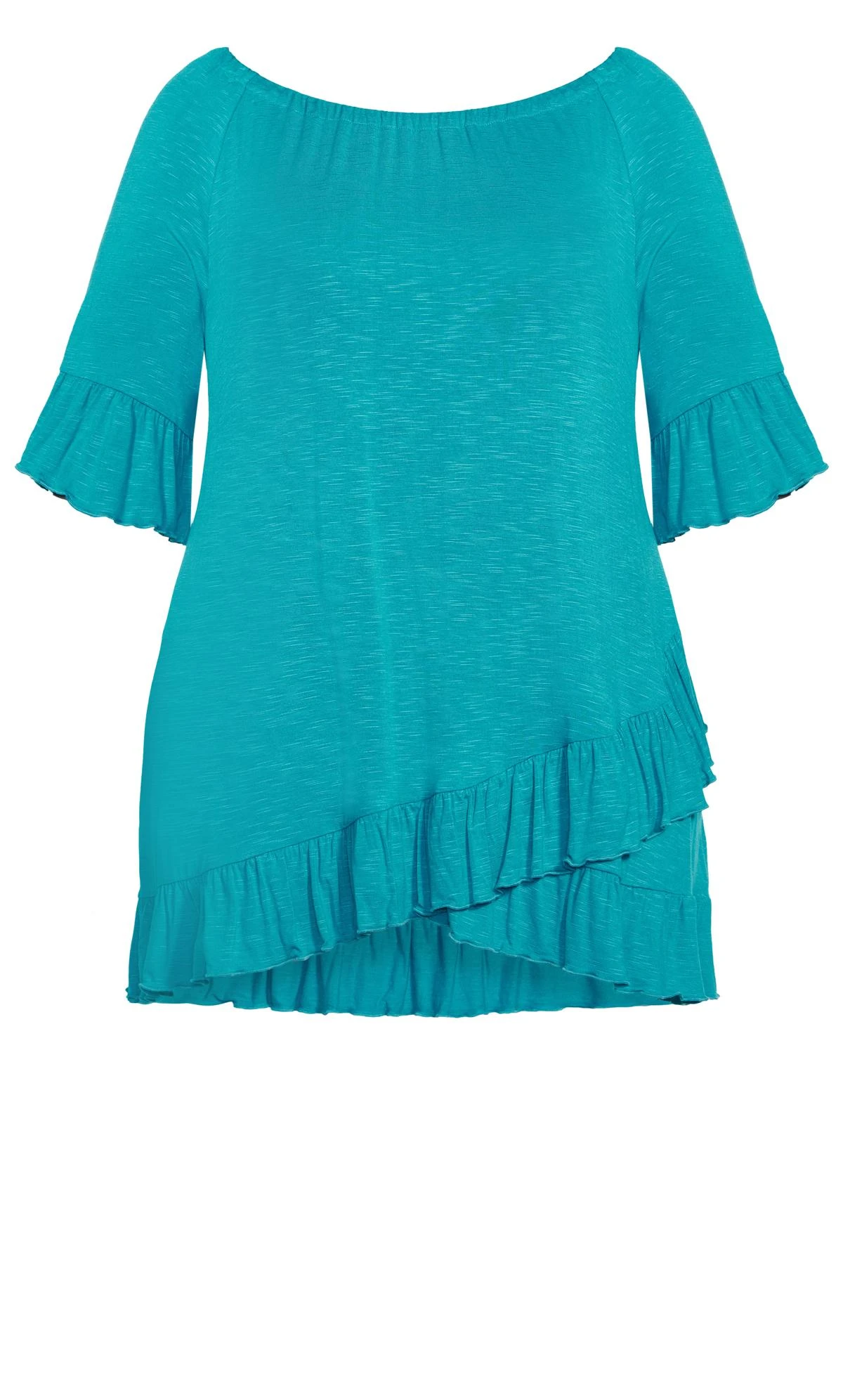 Avenue Blue Frill Wrap Hem Short Sleeve T-Shirt - Image 11