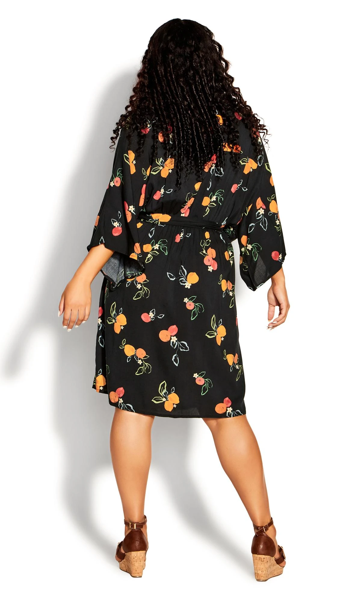 Avenue Loralette Orange Bead Print Wrap Mini Dress - Image 2