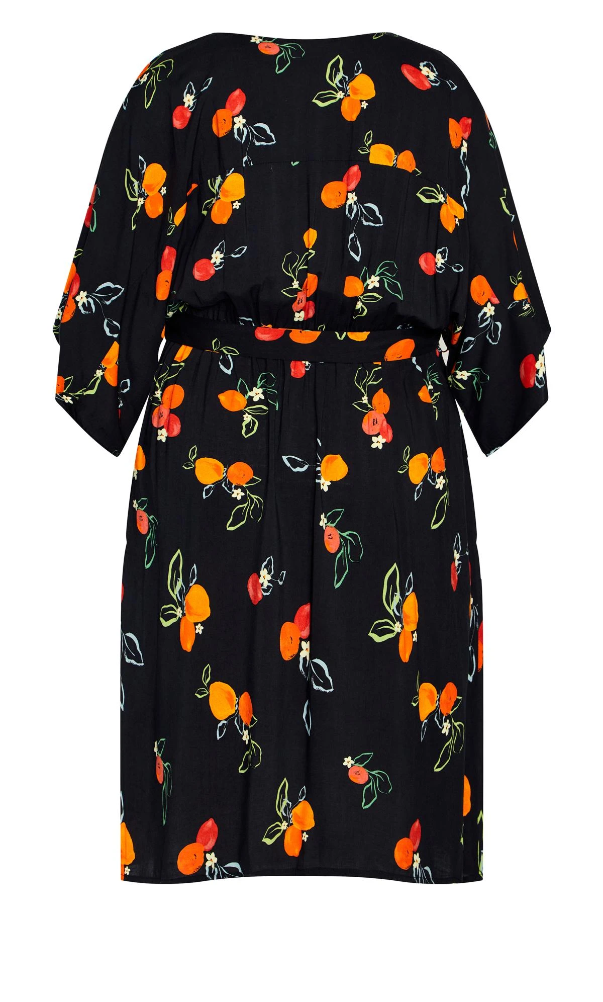 Avenue Loralette Orange Bead Print Wrap Mini Dress - Image 4