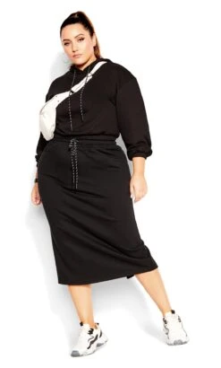 City Chic CCX Khaki Green Midaxi Sweat Skirt